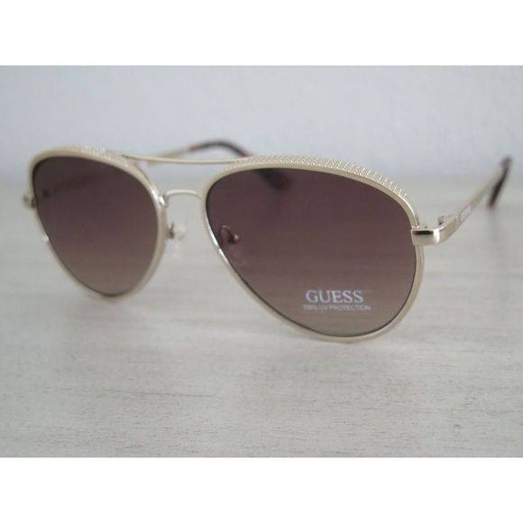 Guess GF0350 Women's Gold Tone Metal Frame Brown Gradient Aviator Sunglasses - Picture 3 of 11